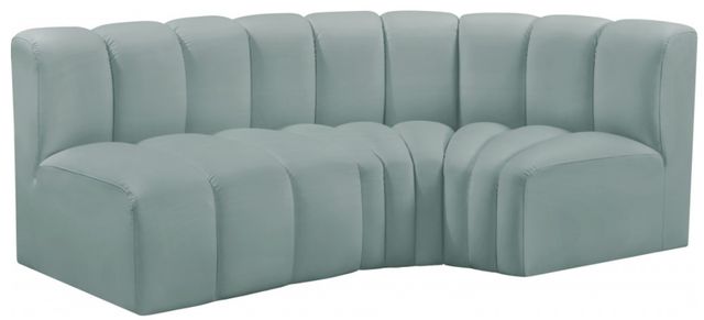 Meridian Furniture Arc 3-Piece Mint Green Vegan Leather Sectional-1