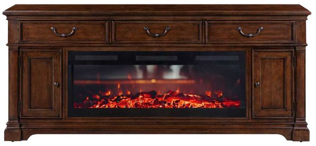 Liberty Furniture Arden Road Satin Cherry 84" Fireplace TV Console with Firebox Insert-2