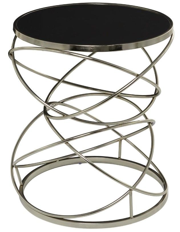 Deco Marche U Select Black Accent Table with Silver Open Ring Base-0