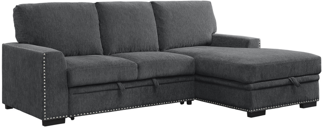 Homelegance® Morelia 2-Piece Dark Gray Right-Arm Facing Pull-out Sleeper Sectional and Chaise-2