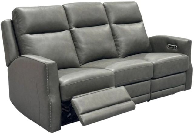Flexsteel® Maxwell Cinder Leather Power Reclining Sofa with Power Headrests and Lumbar-1