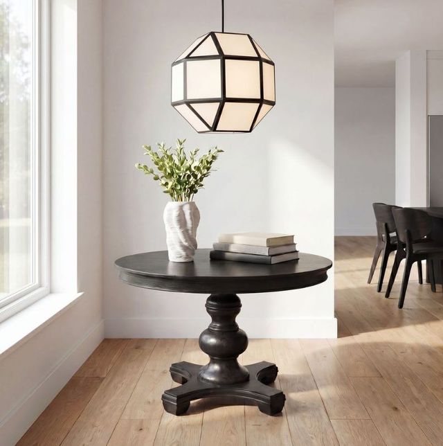 Uttermost® Hoi An Ivory Tyvek/Matte Black 4-Light Geometric Chandelier-1