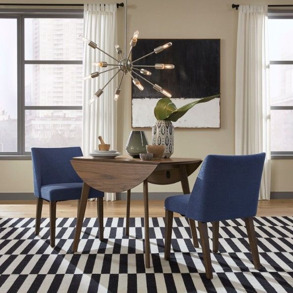 Liberty Furniture Space Savers 3-Piece Denim Blue Jean/Satin Walnut Drop Leaf Dining Set-1