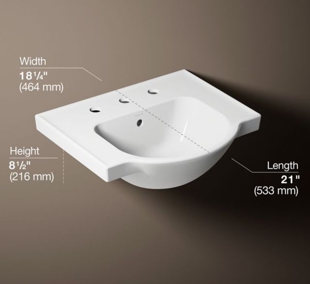 Kohler Veer® White 21" Widespread Square Pedestal Bathroom Sink-3