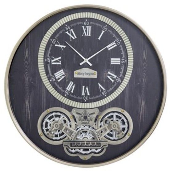 YHD Black/Silver Story Gear Clock-0