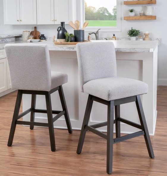 Linon Cohen 2-Piece Gray Upholstered Bar Stool Set-1
