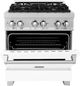 ZLINE 30" Satin Stainless Steel Pro Style Dual Fuel Range with White Matte Door-3