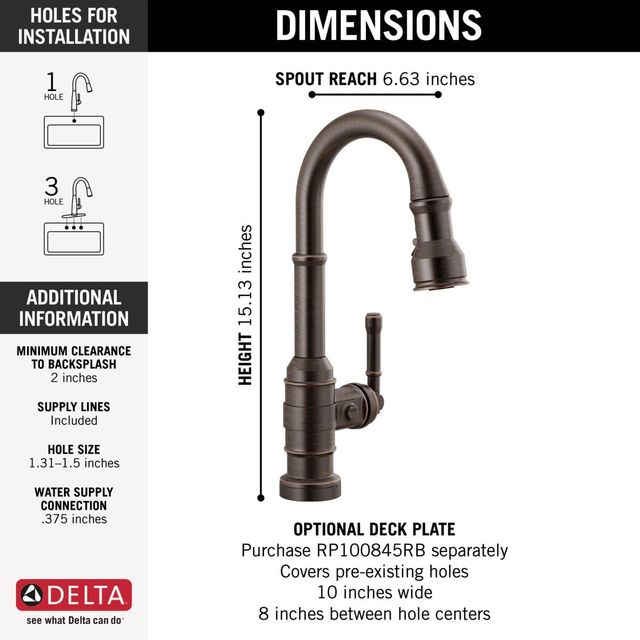 Delta Broderick® Venetian Bronze Single Handle Bar/Prep Faucet with Touch2O® Technology -1