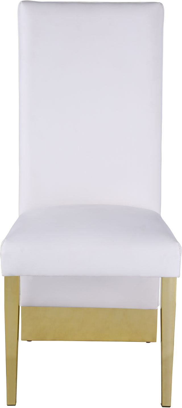 Meridian Furniture Porsha White/Gold Vegan Leather Dining Chair-1