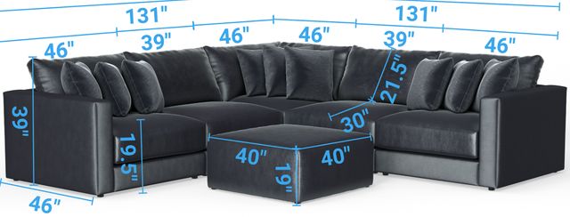 Jackson Furniture Remington 6-Piece Slate L-Shape Sectional with Ottoman-2
