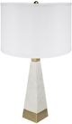 A & B Home White and Gold Thin Pyramid Table Lamp with Drum Shade-3