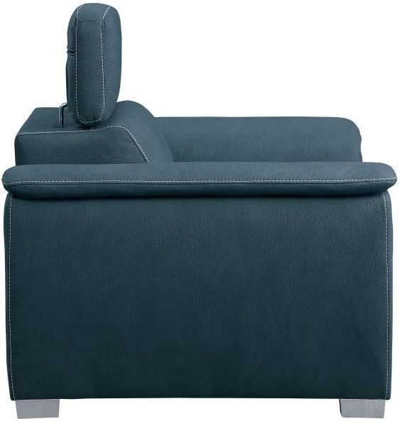 Mazin Furniture Ferriday Blue Chair With Adjustable Headrest And Pull-Out Ottoman-1