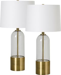 Ensemble de deux lampes de table Theodore blanc/laiton/transparent de Renwil®