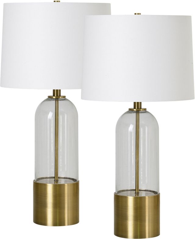 Renwil® Theodore 2-Piece Antique Brass/Clear/Off-White Table Lamp Set-0