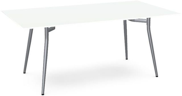 Amisco Customizable Alys 72" White Glass Top with Rectangular Table Base-0