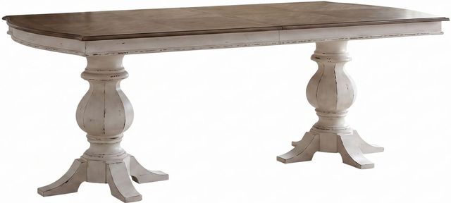 Liberty Furniture Magnolia Manor 5-Piece Antique White/Weathered Bark Double Pedestal Dining Table Set-1