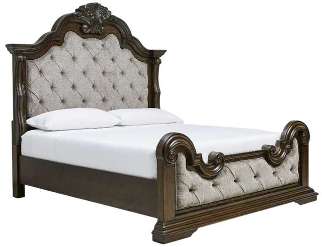 Signature Design by Ashley® Maylee Dark Brown California King Upholstered Panel Bed-0