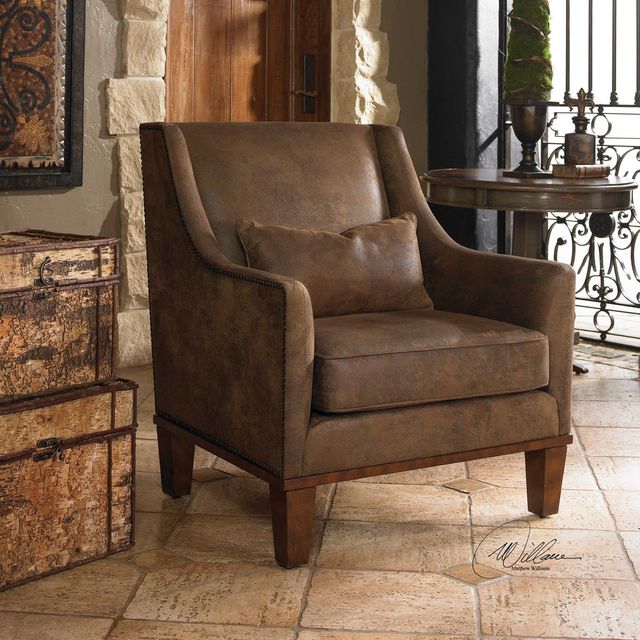 Uttermost® Clay Tanned Leather Arm Chair-2