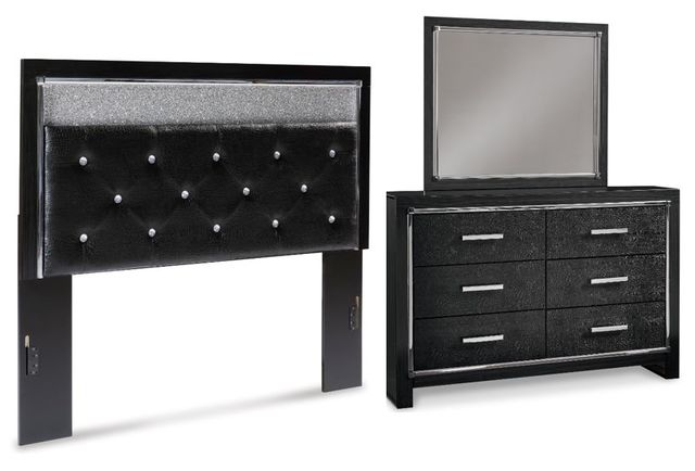 Signature Design by Ashley® Kaydell 3-Piece Black Queen Upholstered Panel Headboard Bedroom Set-0