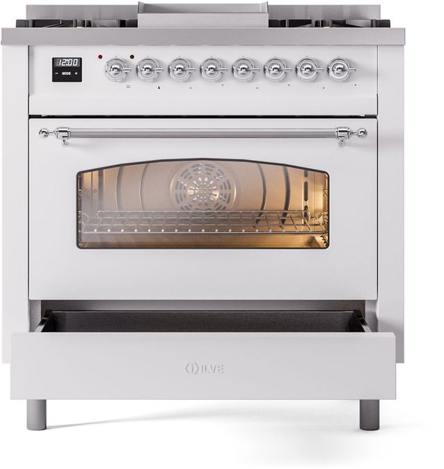 Ilve® Nostalgie II Series 36" Custom RAL Color Pro Style Dual Fuel Range-3