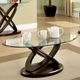 Furniture of America® Atwood II Glass Top Oval Coffee Table with Dark Walnut Base-2