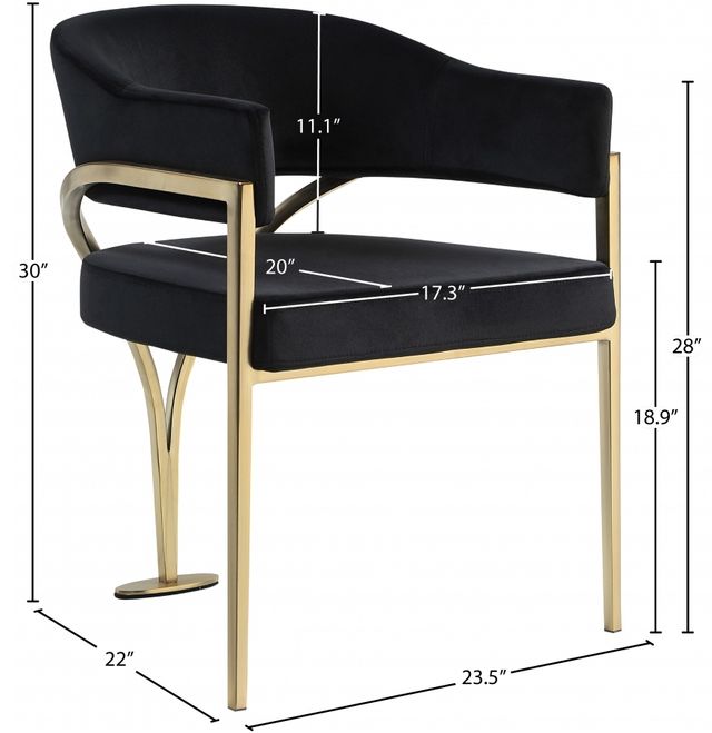 Meridian Furniture Madelyn Black/Brushed Brass Velvet Dining Chair-2