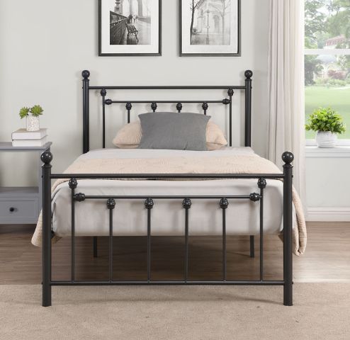 Milton Greens Stars Black Twin Victorian Style Metal Platform Bed-2