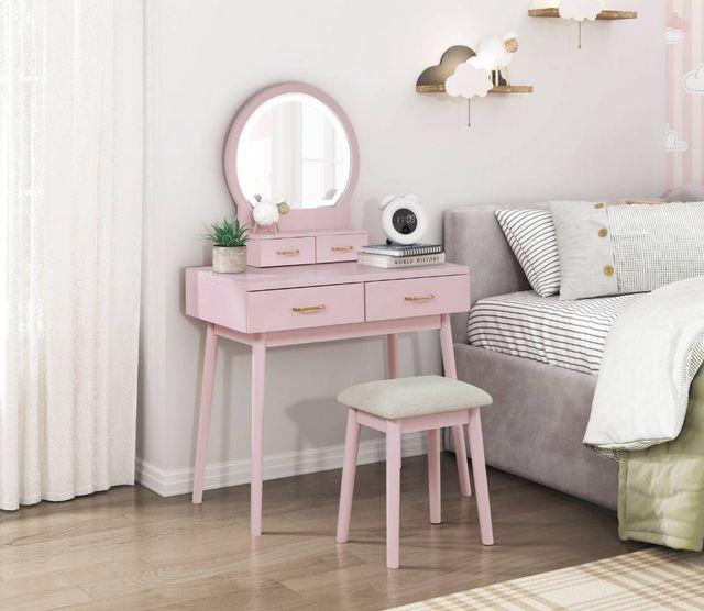 Homelegance® Camilla Pink Youth Vanity Dresser with Mirror and Stool Set-1