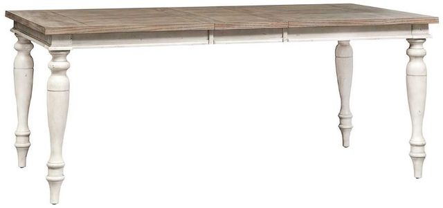 Liberty Furniture Whitney Weathered Gray Rectangular Dining Table with Antique Linen Base-0