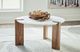 Signature Design by Ashley® Isanti White Round Cocktail Table with Brown Base-4