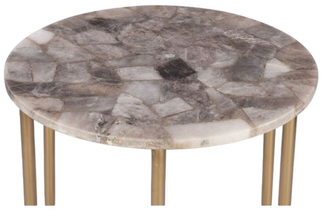 Home Trends & Design Calico Smoky Quartz Side Table with Antique Gold Iron Base-2