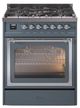 Ilve® Nostalgie II Noblesse 30" Blue Gray Pro Style Dual Fuel Range with Chrome Trim-0