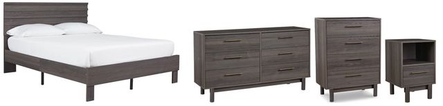 Signature Design by Ashley® Brymont 4-Piece Dark Gray Full Platform Bed Set-0