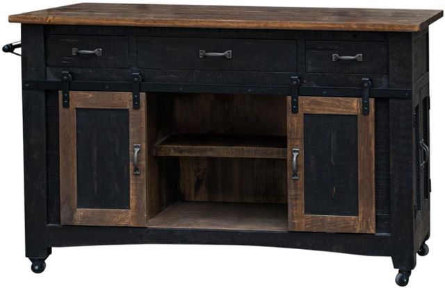 International Furniture Direct Pueblo Black Kitchen Island-3