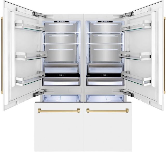 ZLINE Autograph Edition 60" 32.2 Cu. Ft. White Matte Built-In French Door Refrigerator-1
