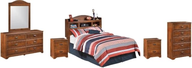 Signature Design by Ashley® Barchan 6-Piece Medium Brown Full Bookcase Headboard Bed Set-0