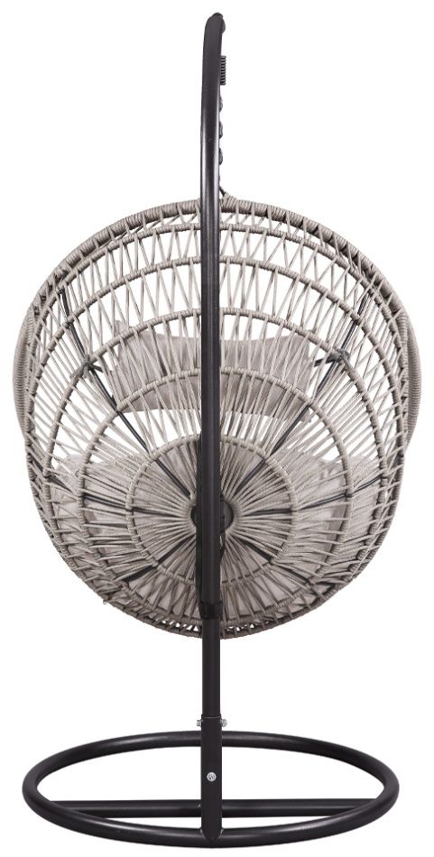 ACME Furniture Vasant Beige/Black Fabric/Metal/Rope Outdoor Hanging Chair-4