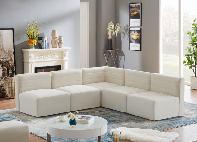Meridian Furniture Quincy 5-Piece Cream Armless Modular Sectional-2