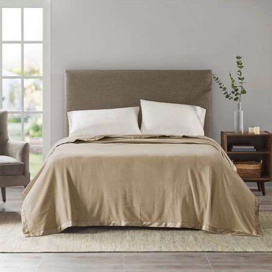 Olliix by True North by Sleep Philosophy Micro Fleece Beige Twin Blanket-2