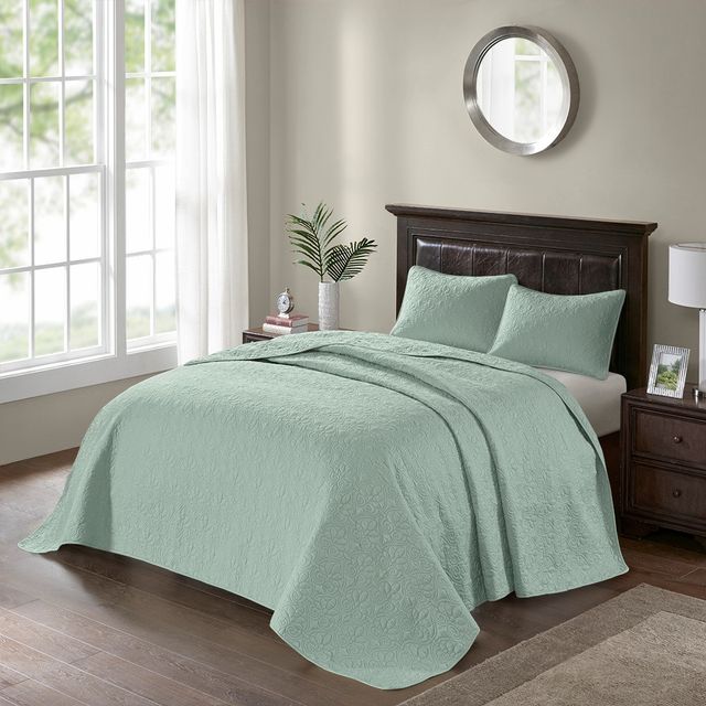 Olliix by Madison Park Seafoam King Quebec Reversible Bedspread Set-3