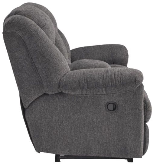 Signature Design by Ashley® Foreside Charcoal Manual Reclining Loveseat with Console-2