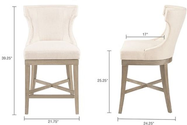 Olliix by Madison Park Cream Carson Counter Stool with Swivel Seat-3