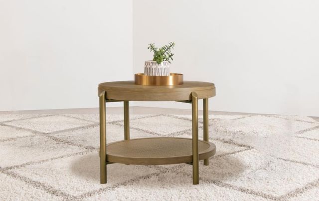 Coaster® Arini Sand Wash End Table with Aged Brass Base-4