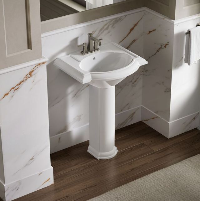 Kohler Devonshire® White 24.25" Rectangular Pedestal Bathroom Sink-2