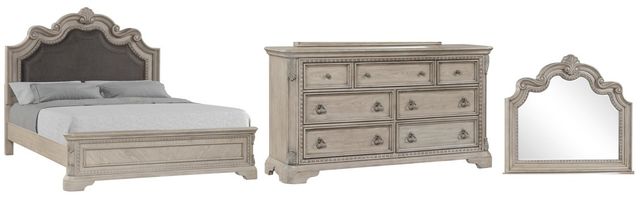 Bernards Coventry Grey 3-Piece Beige Queen Panel Bed Set-0