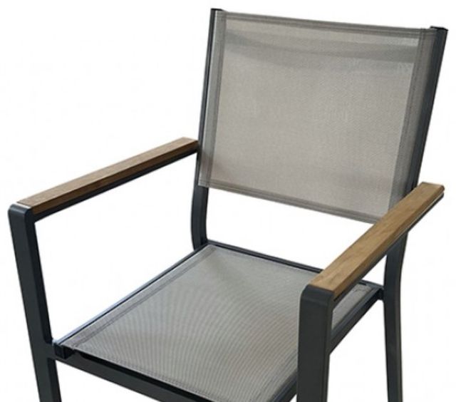 Furniture of America® Mackay Gunmetal/Natural Aluminum/Teak Outdoor Chair-1