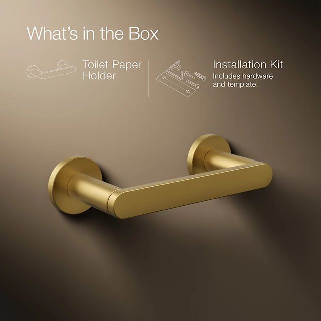 KOHLER® Composed® Vibrant Brushed Moderne Brass Pivoting Toilet Paper Holder-3