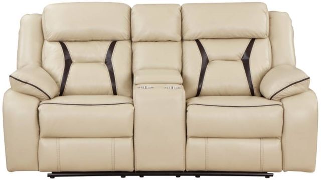 Homelegance® Amite Beige Double Reclining Loveseat with Console-3
