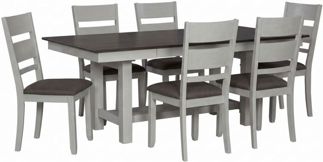 Liberty Furniture Brook Bay 7-Piece Carbon Gray/Textured White Optional Trestle Dining Table Set-0