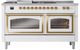 Ilve® Nostalgie II Noblesse 60'' Custom RAL Color Pro Style Dual Fuel Range with Brass Trim-1